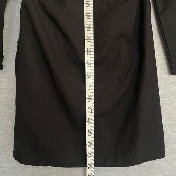H&M Linen Blend Wrap Dress Womens XS Black Long Sleeve Kimono Capsule Minimalist - Picture 10 of 11